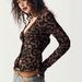 V-Neck Leopard Print Cardigan – Slim Fit Button-Up Shirt, Sexy & Stylish Layering Essential For Women_ecoleips.com