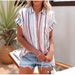 Women's Striped Shirt Short Sleeved Casual Fashion Style Summer Top Hot Selling_ecoleips.com