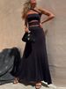 2026 Asymmetrical Sleeveless Summer Long Dress Hollow Sleeveless Slim Yacht Party Dress Sexy Slanted Neck Pleated Women's Dress_ecoleips.com