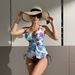 Women's Floral Print High-Waist Bikini Set - Adjustable Ties & Triangle Top - Soft Polyester Swimwear For Beach & Pool_ecoleips.com
