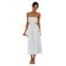 Summer New Women's Long Patchwork Dress European And American Style Cross Border Suspender Waist Tie Striped Design_ecoleips.com