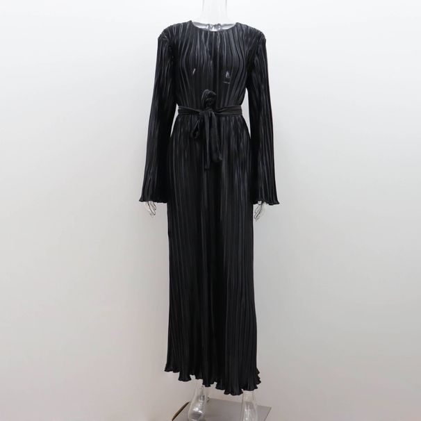 Women's Clothing Muslim Round Neck Lantern Sleeve Robe Elegant And Comfortable Dress_ecoleips.com
