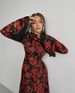 Modest Abaya Dress/Muslim Dress Women French Floral Print Wrap Dress With Adjustable Belt - Elegant A-Line Long Sleeve Maxi Dress For Women_ecoleips.com