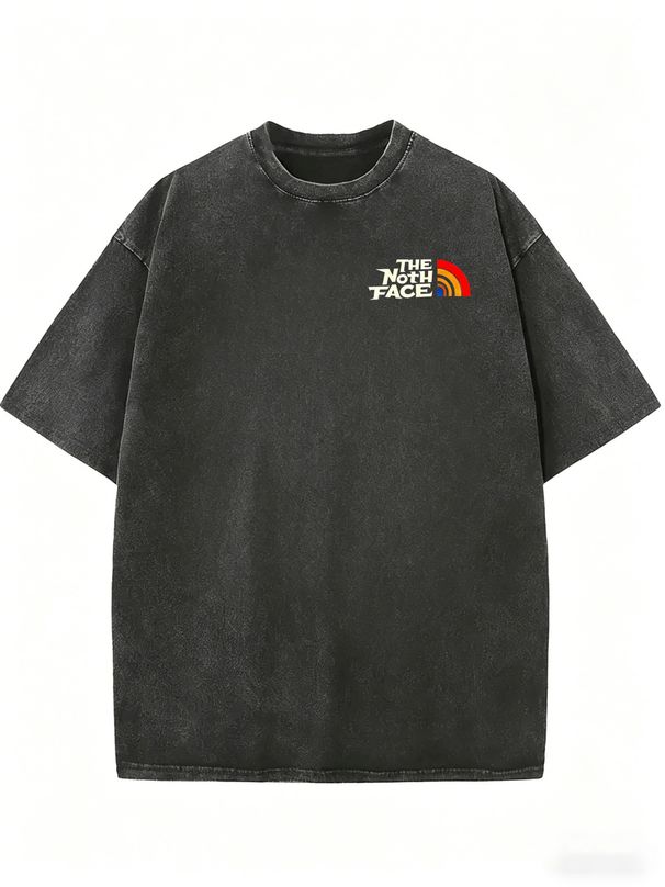 Women's Casual Acid Wash Tee, Relaxed Fit Crew Neck Essential Top_ecoleips.com