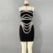 Women's Clothing Rhinestone Bandage Skirt Banquet Party Tube Top Skirt With Collar_ecoleips.com