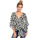 Women's Shirt Autumn And Winter V-Neck Short-Sleeved Knot Printed Top_ecoleips.com
