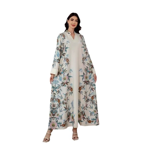Women's Clothing SW0803 Muslim women's robe fashion printed long skirt dress_ecoleips.com