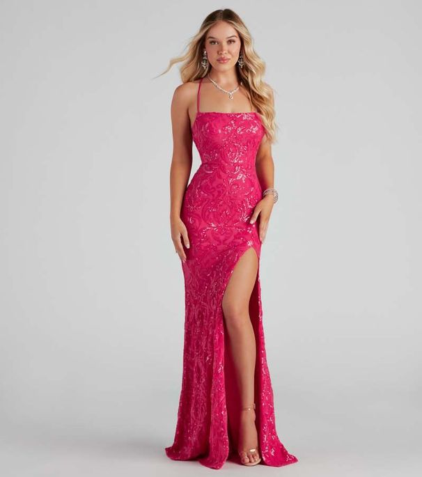 Women's Clothing Sexy One Shoulder Sequined Evening Dress Elegant Slit Banquet Party Dress_ecoleips.com