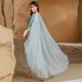 BA5037 New Mint Green Hand-sewn Beaded Robe Fashionable Elegant Travel Photo Dress_ecoleips.com