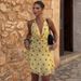 Summer New Women's Sexy Halter Neck Sleeveless Slim Polka Dot Mesh Dress_ecoleips.com