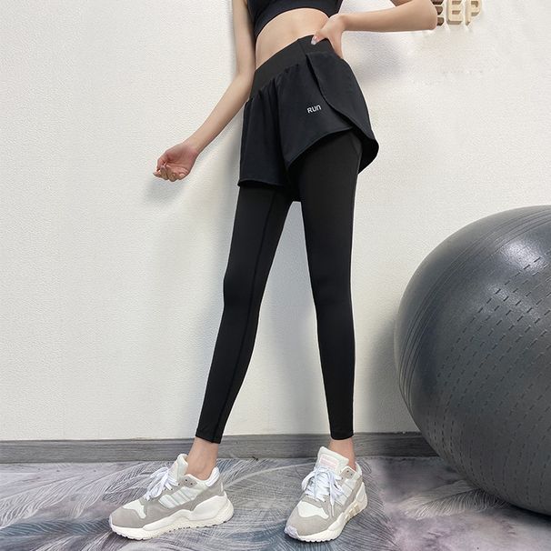 Fake Two-piece Yoga Trousers For Women, Side Pocket Fitness Pants, Quick-drying Running Leggings, Anti-light Sports Trousers_ecoleips.com
