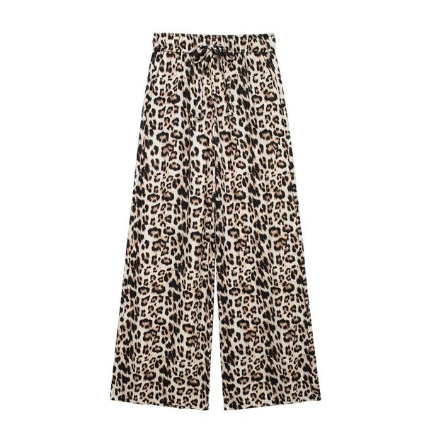 Women's Clothing Summer New Linen Blended Animal Print Jacket Shirt + Wide Leg Pants_ecoleips.com