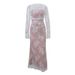 Women's Long Sleeve Crochet Lace Suspender Dress Sexy Temperament Vest_ecoleips.com