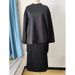 Vintage Elegant Women's Fall Outfit – Loose Fit Round Neck Top & Flowy Midi Skirt Set (Long Sleeve, Ruffled Hem) – Boho Chic Casual Dress_ecoleips.com