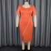 Women's Clothing Plus Size Elegant Women's Dress Square Neck Pearl Slit Skirt_ecoleips.com