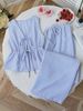 Women's Summer Solid & Striped Outfit Set - Sleeveless Tie-Front Top & Wide-Leg Pants Casual Two-Piece_ecoleips.com