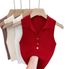 Women's Sweet Petite Style Knitted Camisole Tank Top Skin Friendly Sleeveless Collar Summer Top_ecoleips.com