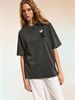 Vintage Acid Washed Black Oversized T Shirt Women Gothic Crown K Letter Small Chest Print Loose Short Sleeve Casual Basic Streetwear Top_ecoleips.com