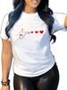 European And American Cross-border Foreign Trade Wholesale Clothing, Fun Heart-print Round-neck Plus-size Short-sleeve_ecoleips.com