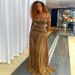 Retro Slimming Women's Dress Elegant Slightly Sheer a Line Print round Neck Long Sleeves_ecoleips.com