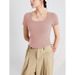 Women's Slim Fit Short Sleeve T-Shirt Padded Bra Integrated Cup Comfortable Casual Top Fashionable Spring Summer New Arrival_ecoleips.com