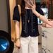 Heavy Embroidery Lace Trim Short Shirt For Women 2025 New Summer Blouse With Light Luxury And High-End Feel, Puff Sleeve_ecoleips.com