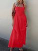 Women Dress Halter Square Neck High Waist A Line Midi Gown Chic New Spring Summer Casual Dress Beach Date Flowy Outfit_ecoleips.com