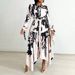 European And American Foreign Trade Women's Clothing, New Summer Fashion, Stylish Printed Long-sleeve Asymmetrical Dress_ecoleips.com