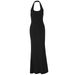 Summer New Style Women's Long Dress European And American Style Solid Color U Neck Sleeveless Halter Neck Backless_ecoleips.com