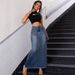 K Women's New Denim Tassel Wrapped Hip Fish Tail High Waisted Skirt_ecoleips.com