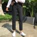 New Autumn And Winter Korean Chic Style High-waisted Simple Black Casual Pants, Straight-leg Slim-fit Cropped Jeans For_ecoleips.com