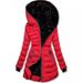 Winter Women's Slim-Fit Fleece-Lined Hooded Coat – Thickened Polyester Puffer Jacket For Cold Weather (Red/Yellow/Grey/Black)_ecoleips.com