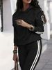 Women's Casual Two-Piece Sportswear Set – Black Top & Pants (S-XXL, Spring & Autumn)_ecoleips.com