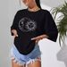 Women's Casual Loose T-Shirt round Neck Short Sleeve Sun And Moon Print Simple Sports Top European American Style Summer Wear_ecoleips.com