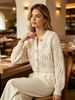 French Light Luxury Openwork Round Neck Long Sleeve Cardigan Knit Top_ecoleips.com
