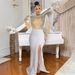 Women's Clothing New Sexy Perspective Mesh Hot Diamond Slim Slit Dress_ecoleips.com