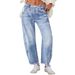 In-stock Cross-border Women's Clothing 2025 New European And American Retro Loose High-waisted Straight Wide-leg Jeans_ecoleips.com