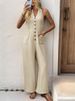 K New Simple Vacation Slimming Over-the-shoulder Solid Wide-leg Bodysuit_ecoleips.com