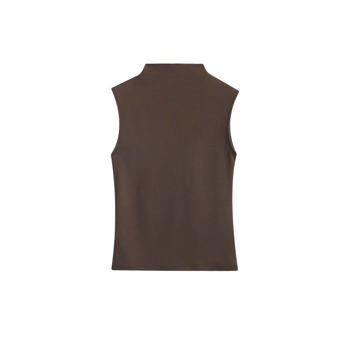 Women's Summer Casual Slim Fit High Neck Sleeveless Top Cotton Modal New_ecoleips.com