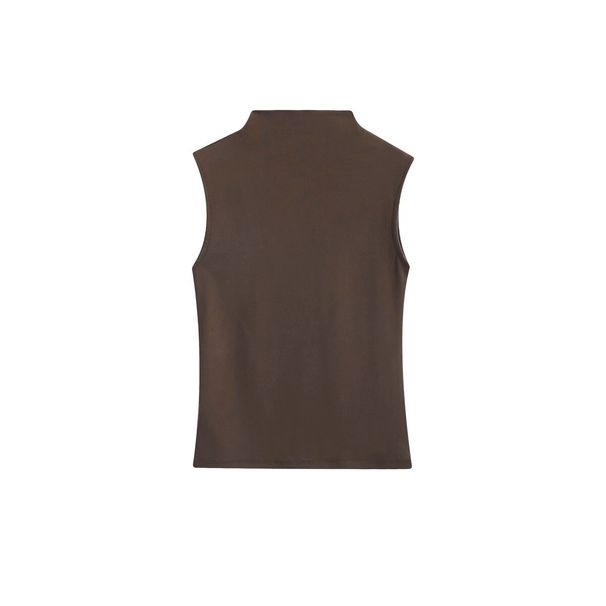 Women's Summer Casual Slim Fit High Neck Sleeveless Top Cotton Modal New_ecoleips.com