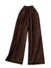 Relaxed High-Waisted Palazzo Pants For Women - Linen-Like Wide Leg Trousers With Elastic Waist & Ruffled Hem_ecoleips.com