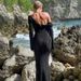 Fashion Women Long Sleeve U‑Neck Knitted Dress Sexy Slim Bodycon Open Back Elegant Long Maxi Dress_ecoleips.com