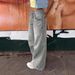 Women's Light Gray Straight Leg Jeans Non-Stretch Washed Retro Spring/Autumn Regular Fit Solid Color Denim_ecoleips.com