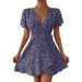 2025 Women's Dress New Cross-Border European And American Hot-Selling Sexy Floral Lace-Up Waist-Cinching Short_ecoleips.com