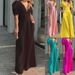 Women's Elegant Short Sleeve Wide Leg Jumpsuit, Tummy Control High Waist Romper For Casual Outings And Vacation Wear_ecoleips.com