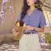French Style Mulberry Silk Cuban Collar Short Sleeve Shirt For Women Summer_ecoleips.com