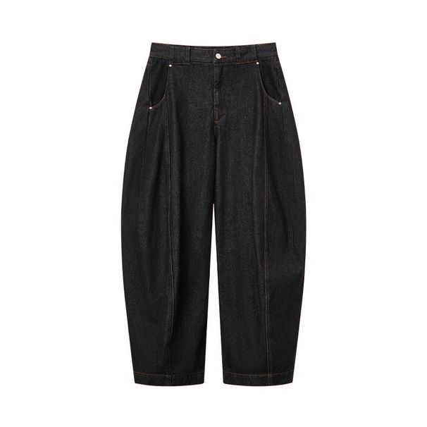 Women's Clothing Retro Original Color Denim Black Scimitar Wide Leg Casual Straight Loose Denim Trousers For Men And Women_ecoleips.com
