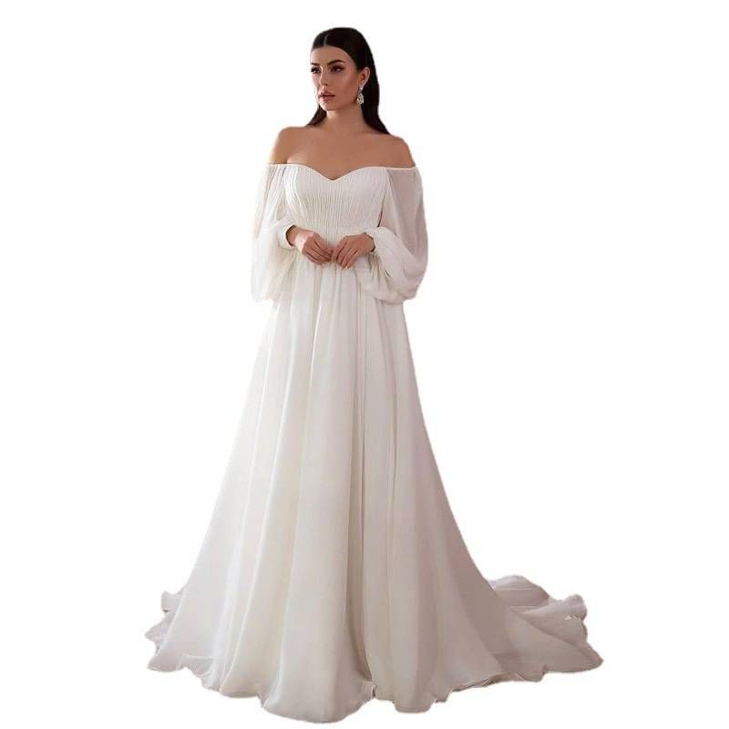 Women's Clothing New One Line Collar Dress Slim Solid Color Long Skirt_ecoleips.com