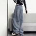 Women's Sweet Cool Embroidered Curved Blade Jeans Loose Fit Slimming Wide Leg Floor Length Trousers Autumn Design_ecoleips.com