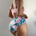 Women's Clothing New Steel Support Gathered High Waist Slim Sexy Printed Split Bikini_ecoleips.com